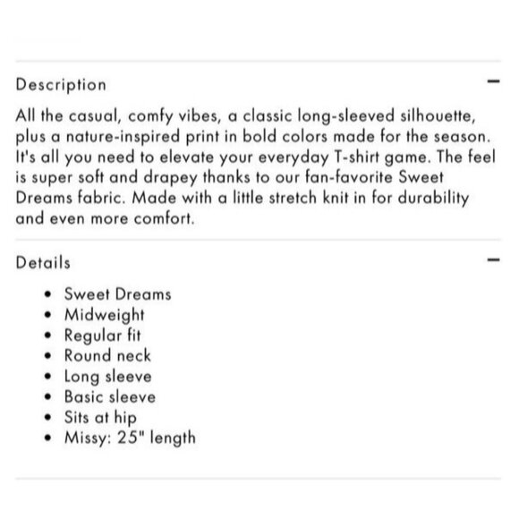 NZT Sweet Dreams Long Sleeve Printed Vines Tee XXL Pink Multi Soft Knit NWT - Picture 9 of 9